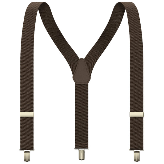 Pecan Brown Slim Suspenders for Men & Women Boys & Girls Y-back Shape 1 inch wide